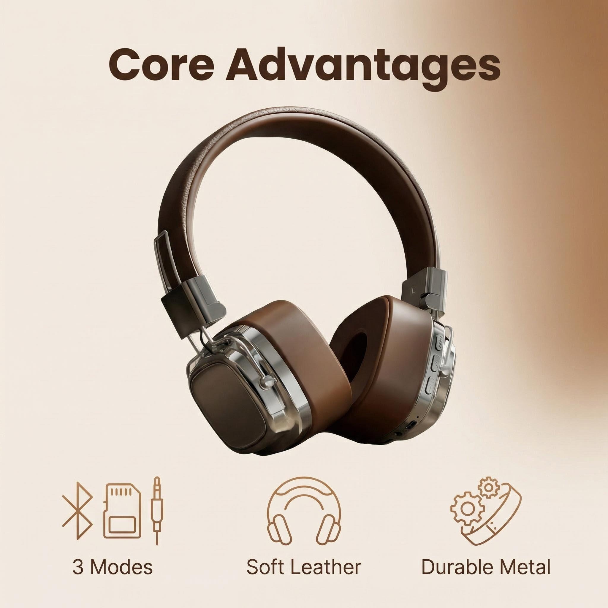 Retro Leather Over-ear Headpho - Audio Music Apple 리뷰 및 가격