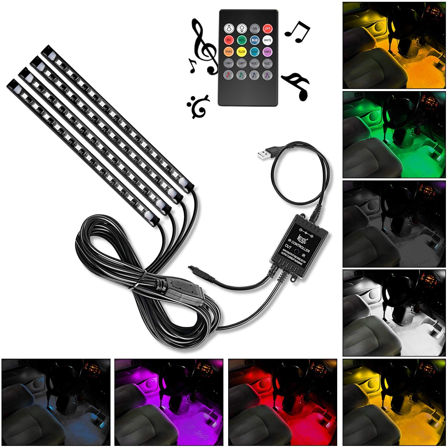 4PCS USB Interior Lights Multi - Audio Music Light 리뷰 및 가격