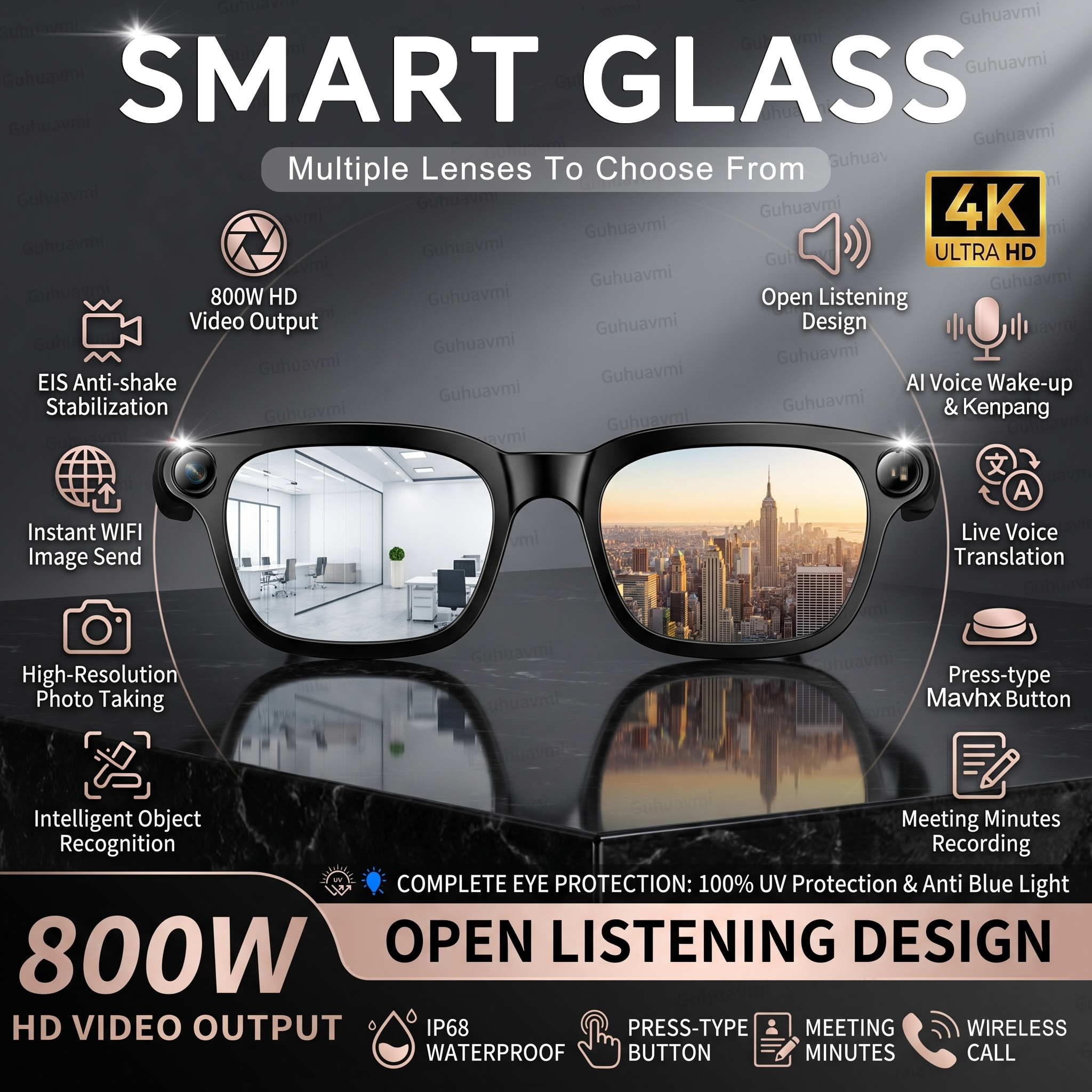 New Smart AI Glasses with 800W - Audio Music To Video 리뷰 및 가격