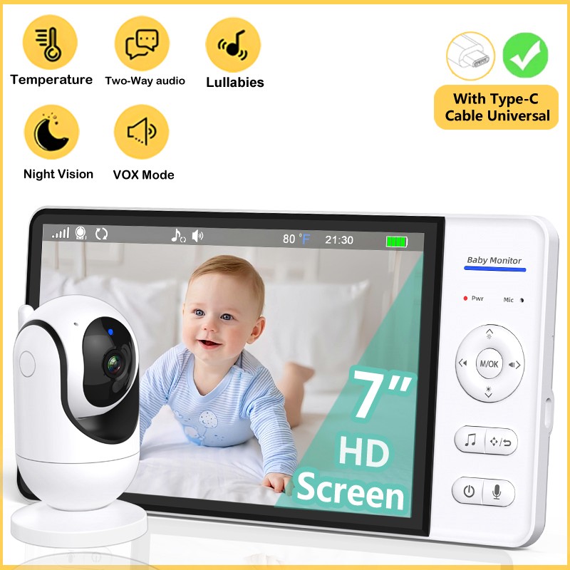 No WiFi 7 Inch Baby Monitor 2- - Audio Music To Video 리뷰 및 가격