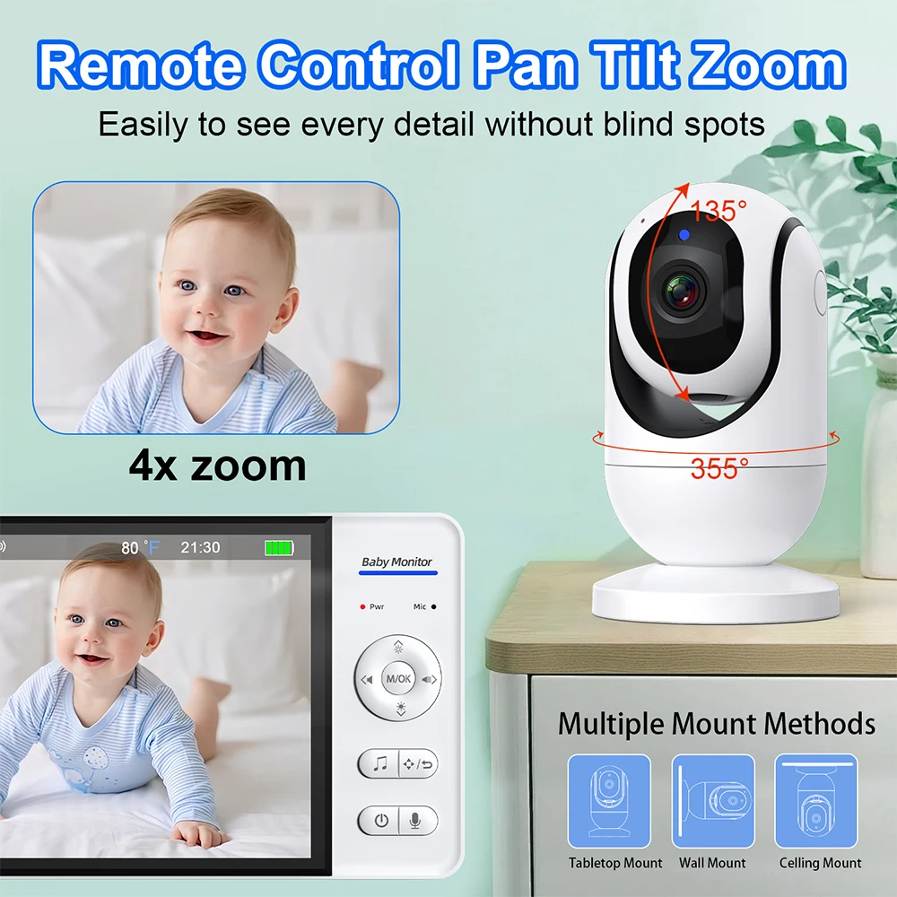 No WiFi 7 Inch Baby Monitor 2- - Audio Music To Video 리뷰 및 가격