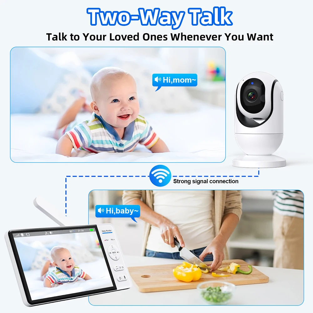 No WiFi 7 Inch Baby Monitor 2- - Audio Music To Video 리뷰 및 가격