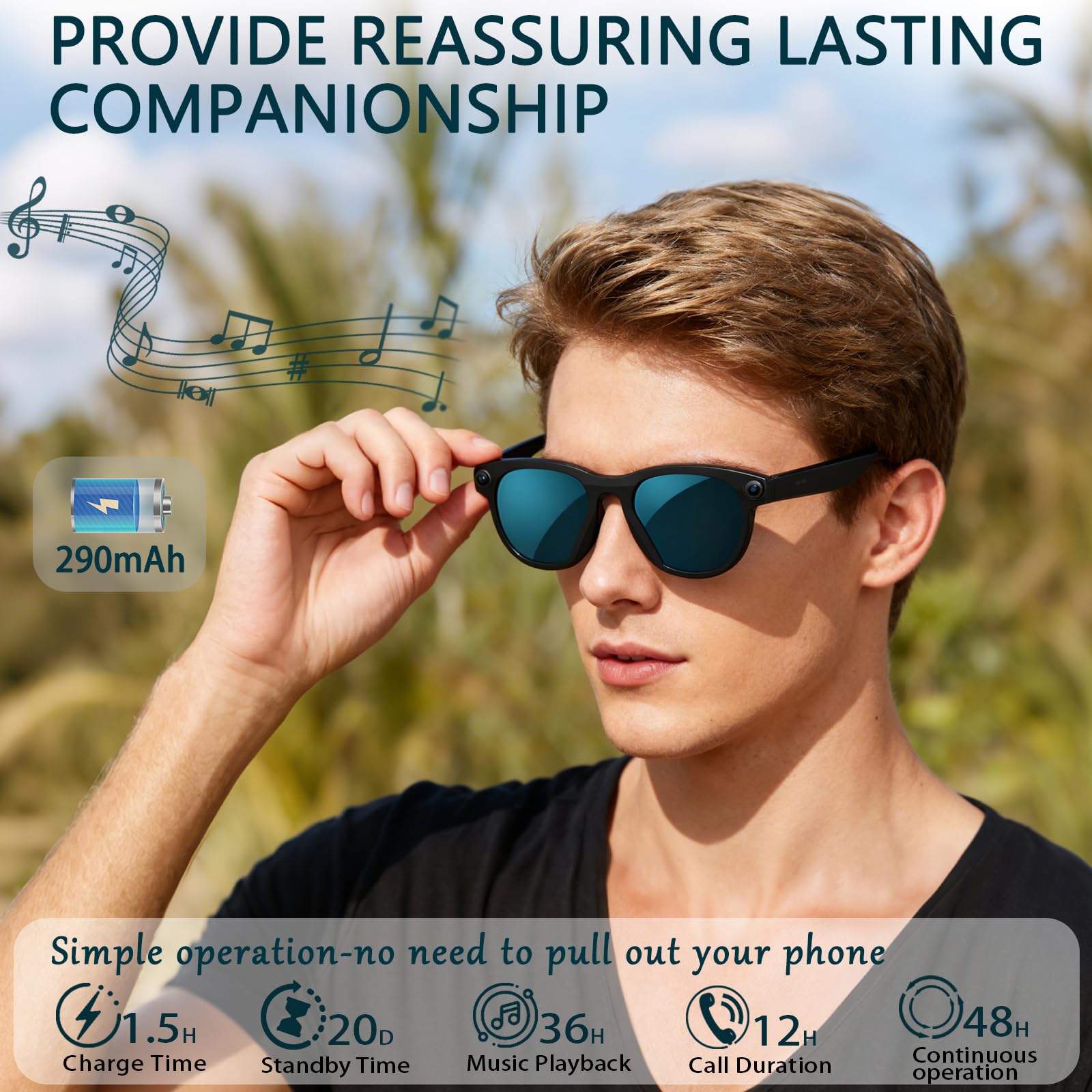 Black Smart Ai Glasses for Men - Audio Music To Video 리뷰 및 가격