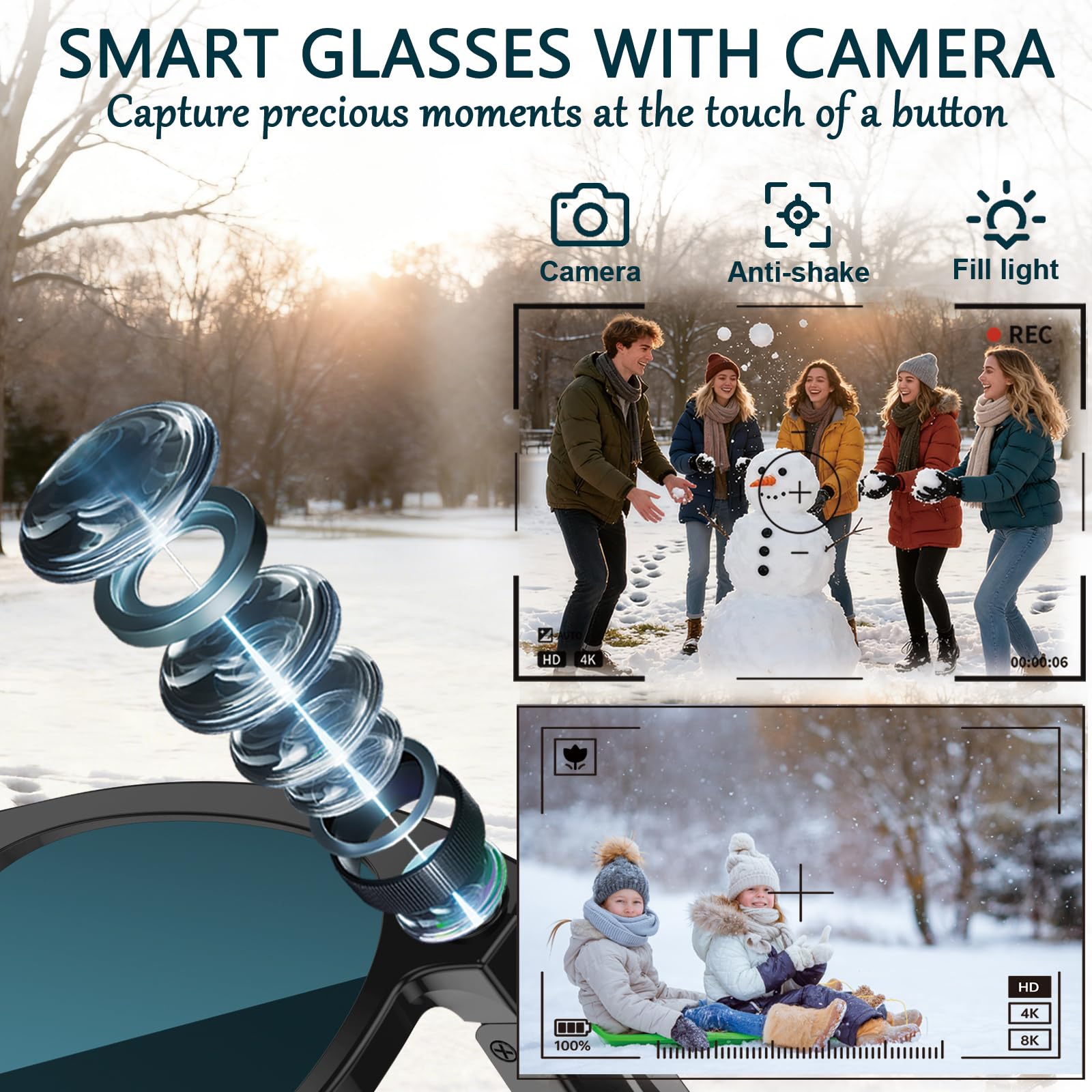 Black Smart Ai Glasses for Men - Audio Music To Video 리뷰 및 가격