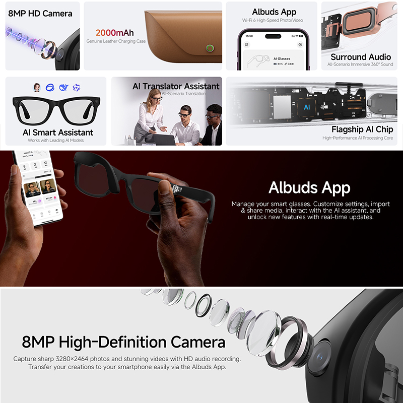 2026 New AI Smart Glasses 8MP  - Audio Music Ai 리뷰 및 가격