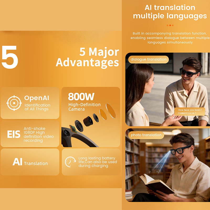 AI Smart Glasses 800W Camera A - Audio Music Ai 리뷰 및 가격