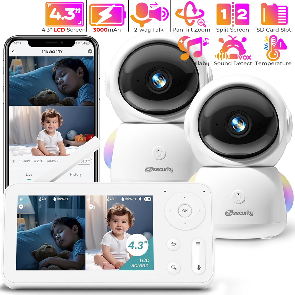 2K Baby Monitor with 2 Cameras - Audio Music To Video 리뷰 및 가격