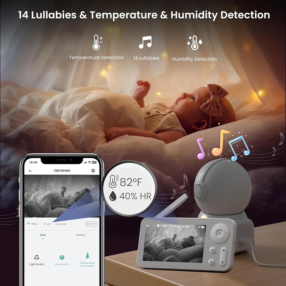 2K Baby Monitor with 2 Cameras - Audio Music To Video 리뷰 및 가격